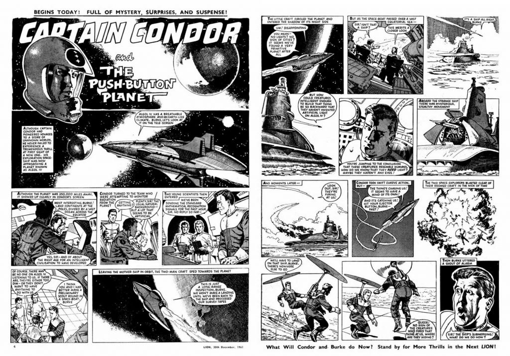 The opening episode of the Captain Condor story "The Push Button Planet", first published in Lion, cover dated 30th December 1961
