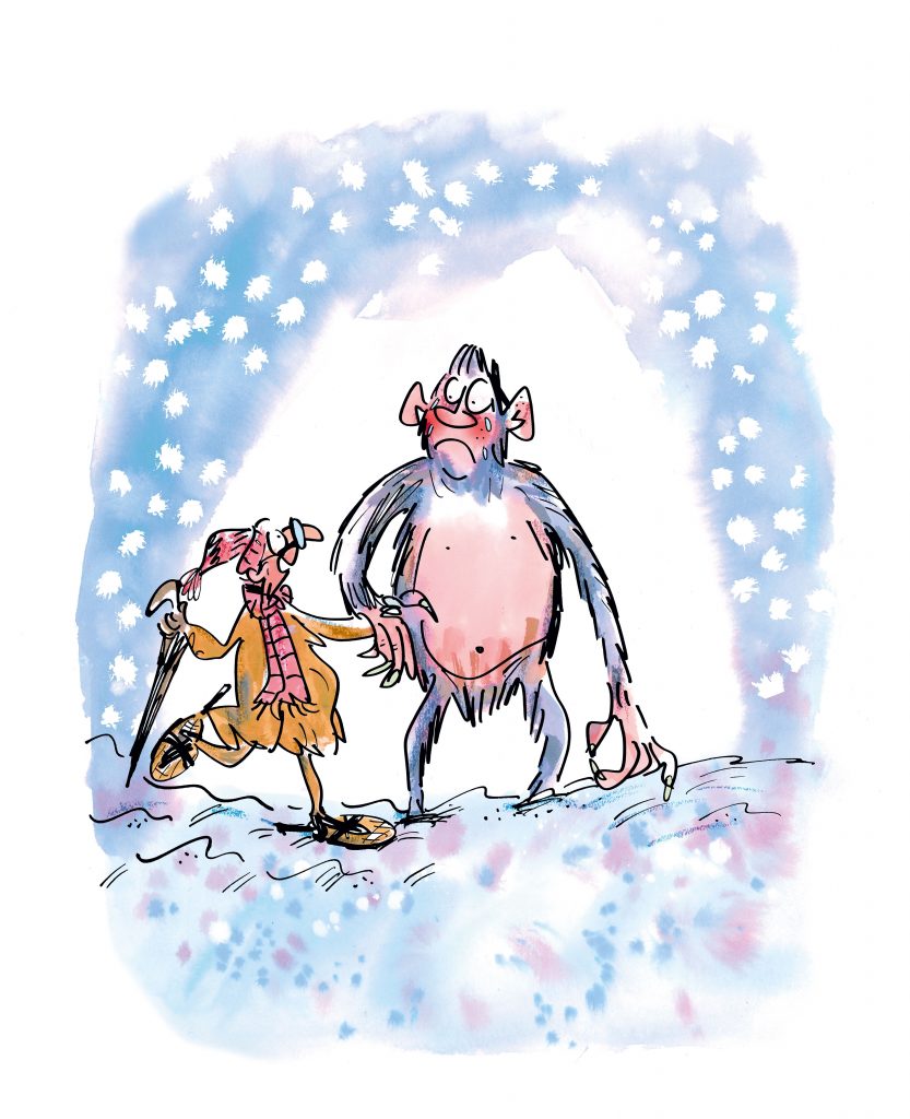 An illustration for “The Abominable Snow Baby” from Father Christmas’s Fake Beard, art by Mark Beech