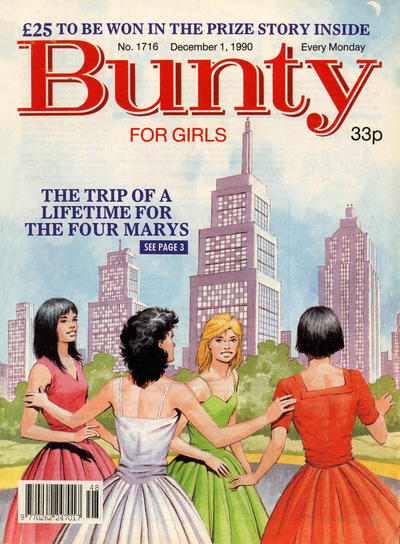 Bunty No. 1716, cover dated 1st December 1990. Cover by Ian Kennedy