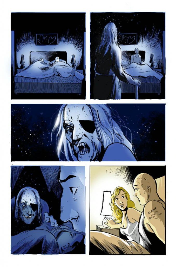 An unlettered page of art by Chris Askham for Scar Comics 2021 Dead by Dawn title