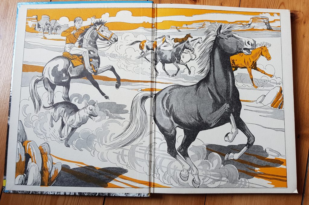 Champion the Wonder Horse Annual 1958 End Papers - art by John M. Burns