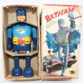 A very rare boxed T.N Nomura "Batman" battery robot. The battery compartment looks unused, in superb condition with original colour picture artwork box and complete with its inner packing. Offered by Lacy Scott & Knight, August 2021. Photo: Lacy Scott & Knight