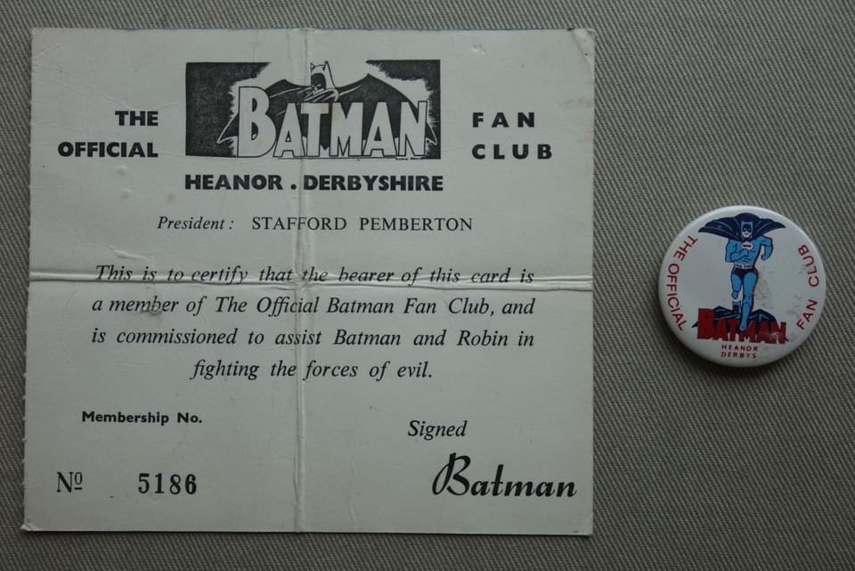 Batman UK Fan Club Membership Card and Badge