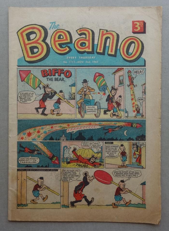 Beano No. 1111 - fireworks issue, cover dated 2nd November 1963