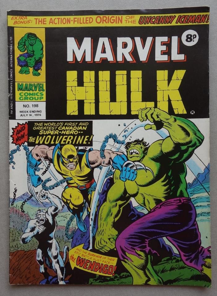Mighty World of Marvel #198, cover dated 14th July 1976 - Hulk versus Wolverine!