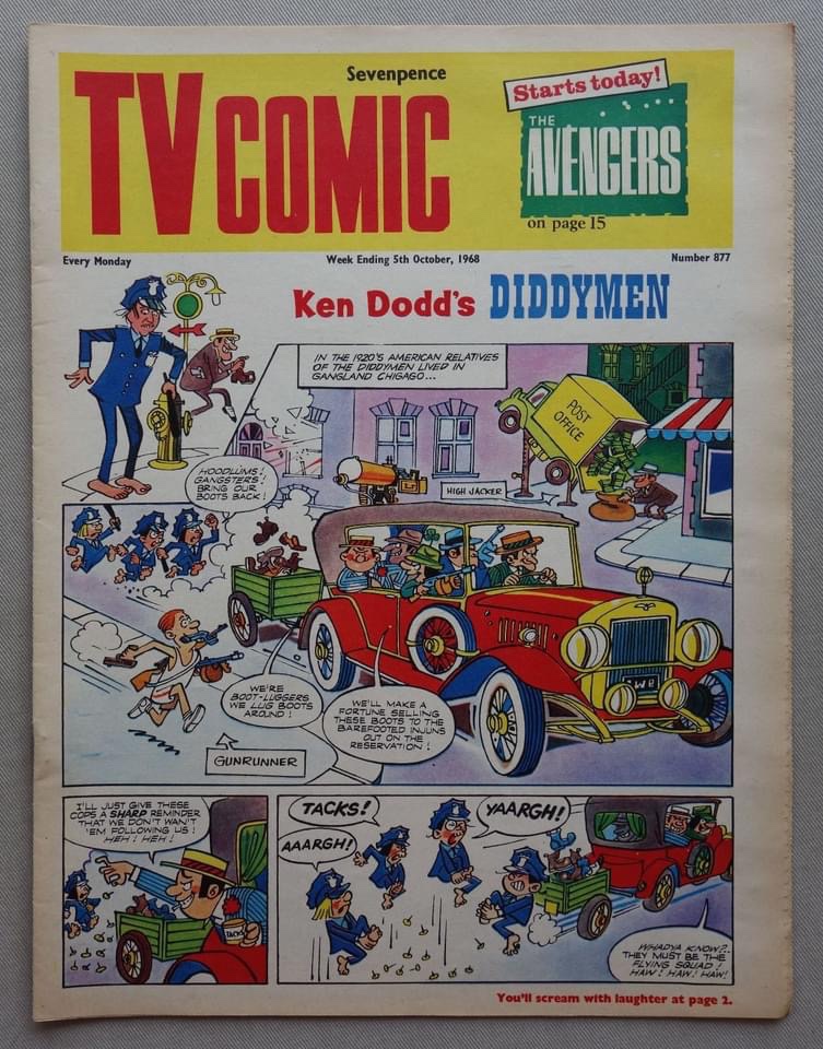 TV Comic No. 877, cover dated 5th October 1968, featuring "The Avengers" and "Doctor Who"