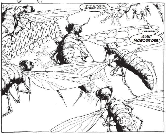 Si Spurrier penned "Zancudo" a "sort of" sequel to "Ant Wars" for Judge Dredd Megazine, with art by Cam Kennedy