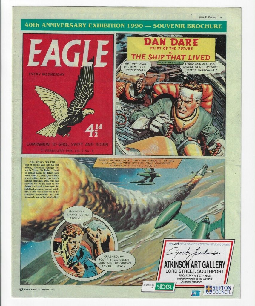 A 40th anniversary EAGLE souvenir brochure, signed by Greta Tomlinson. Via Richard Sheaf