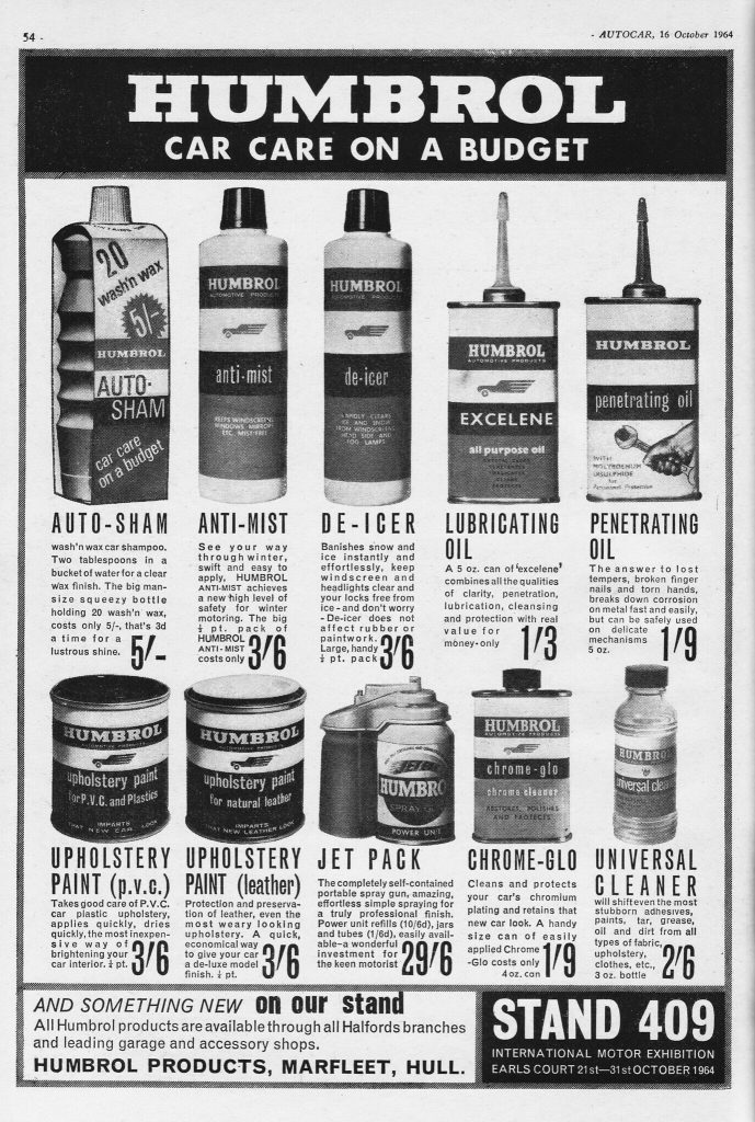 Humbrol Ad from Autocar, 1964 - Car Care on a budget