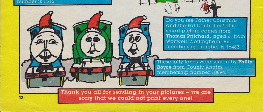 Philip Boyce's drawing in Thomas the Tank Engine and Friends Christmas Issue