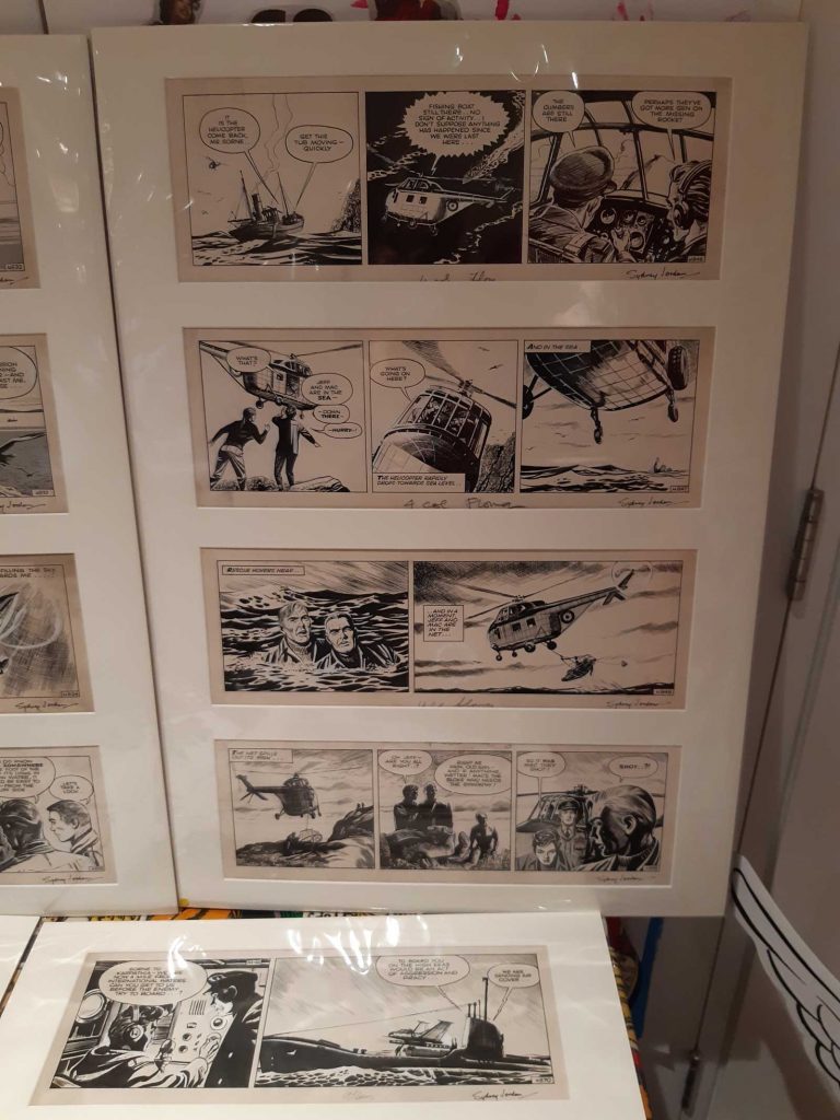 Jeff Hawke art on display the the Cartoon Museum, 21st October 2021