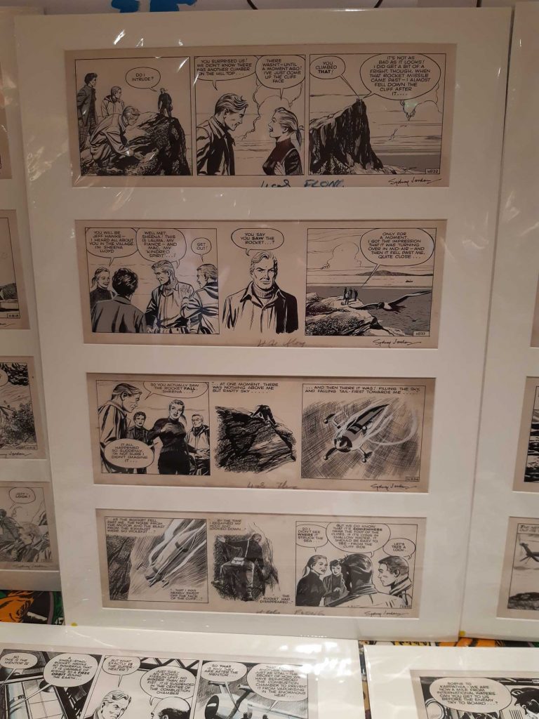 Jeff Hawke art on display the the Cartoon Museum, 21st October 2021