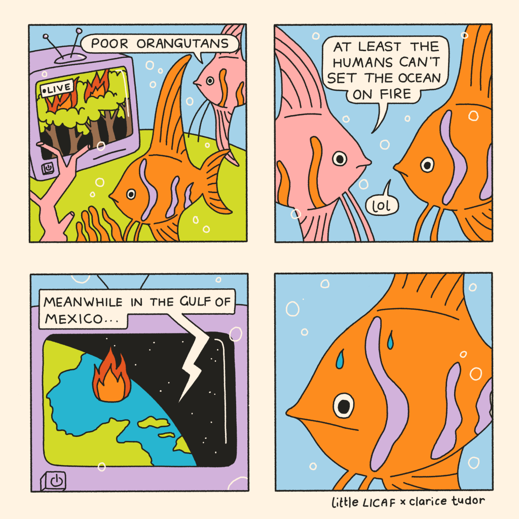 Worried Fish - Little LICAF 4-Panel Challenge by Clarice Tudor