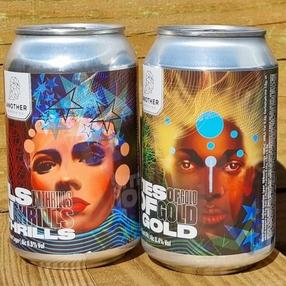 Another Dimension beer can art by Junior Tomlin