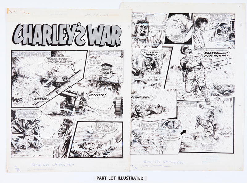 Charley's War: 3 original artworks (1987) by Joe Colquhoun from Battle Comic No 635 4 July 1987