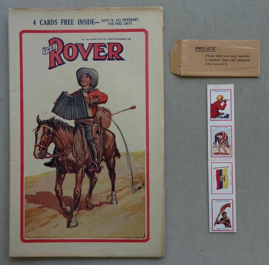 Rover storypaper 783, cover dated 17th April 1937, plus Free Gift Cards