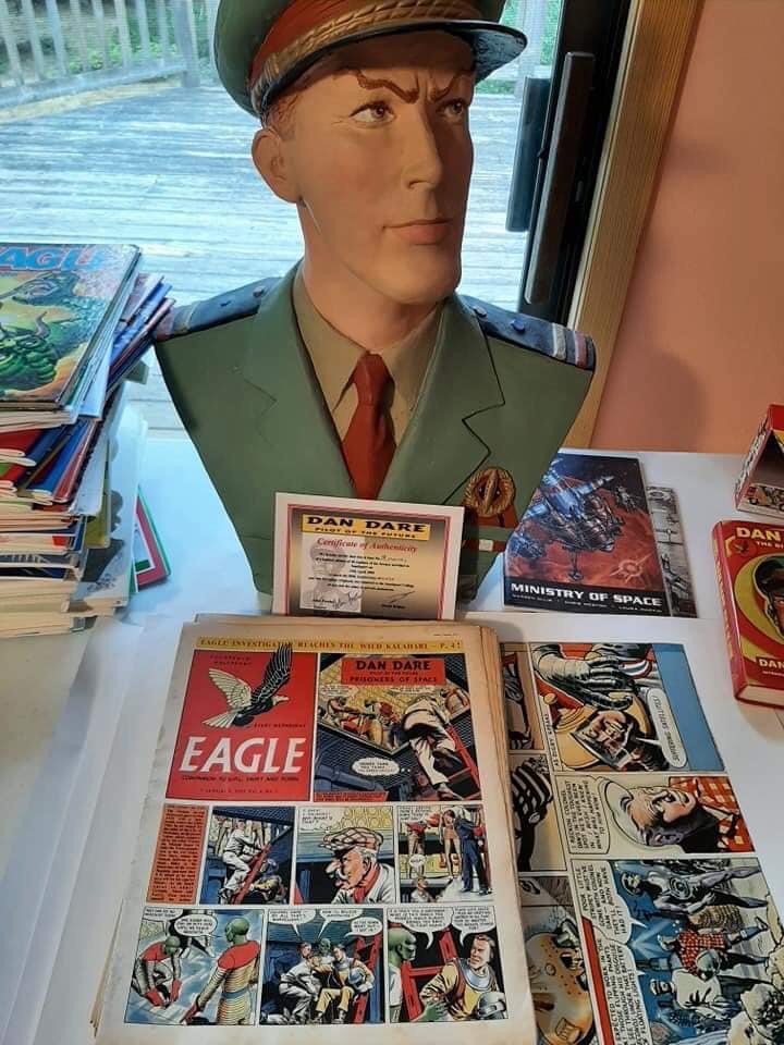 Dan Dare bust and Eagle comics. Photo: Andrew Dickson
