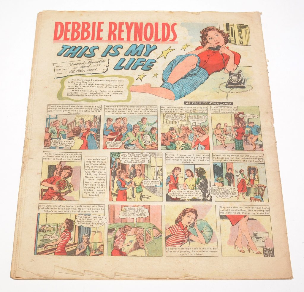 The "Debbie Reynolds" strip from  Cherie No. 1 cover dated 1st October 1960