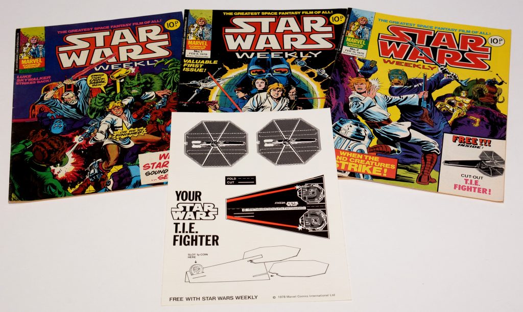 Star Wars Weekly Nos. 1 - 3, with free TIE Fighter Gift from No. 2