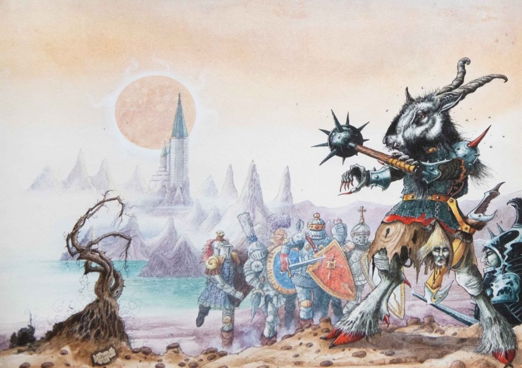 “Chaos Broo” by John Blanche, the cover of the first Citadel Compendium