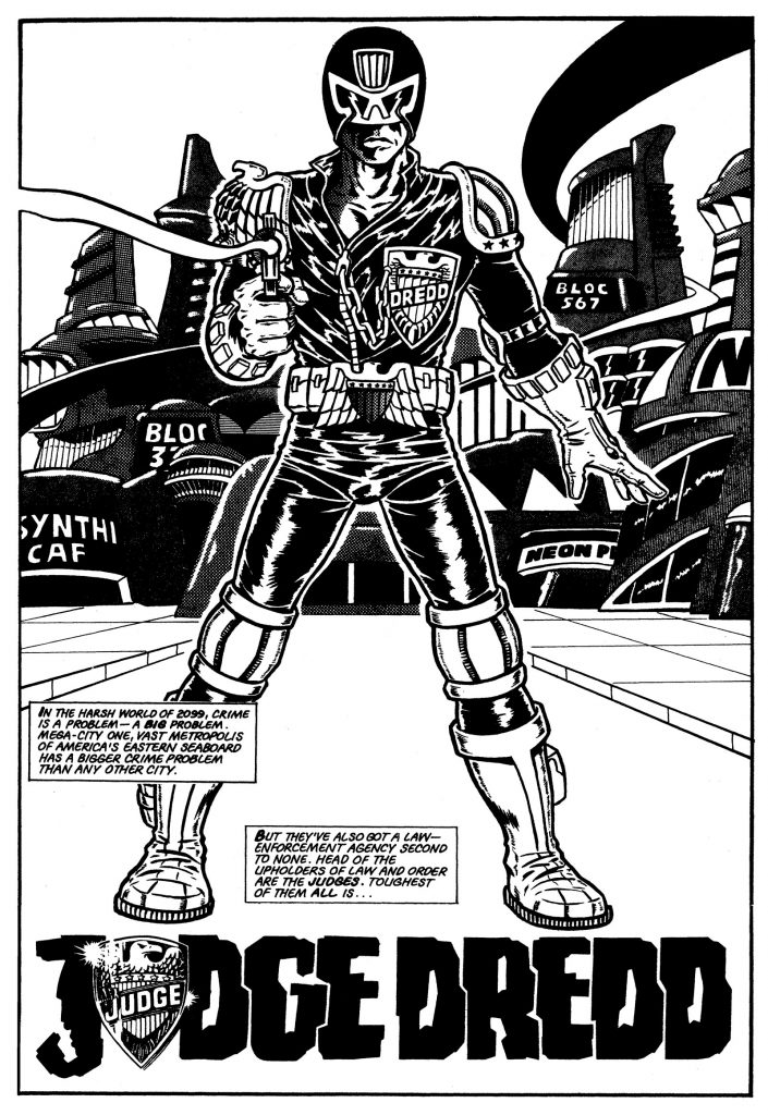 Judge Dredd by Brett Ewins - a page from the story "Dr Panic", for the 1979 2000AD Annual
