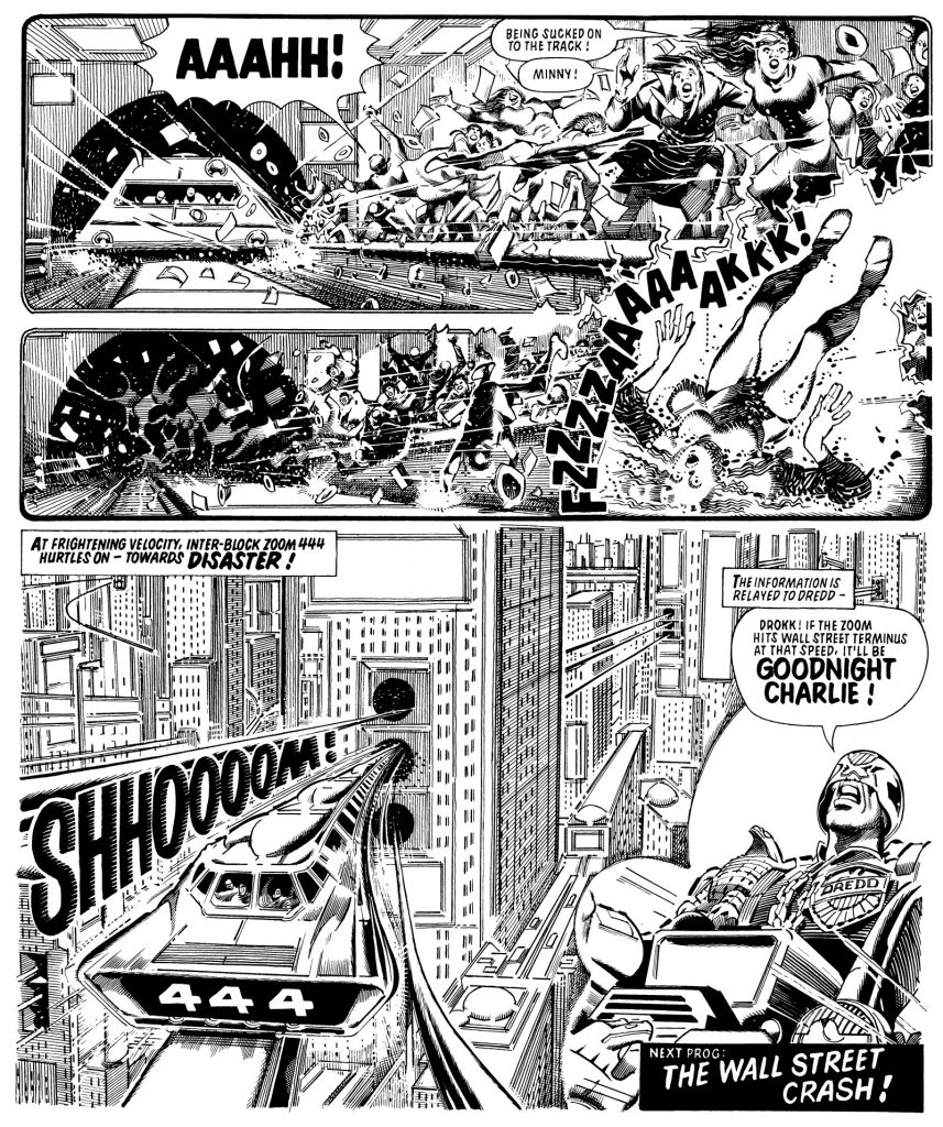 Judge Dredd by Ron Smith - a page from the story "The Stuoid Gun", for 2000AD Prog 317 (1983)