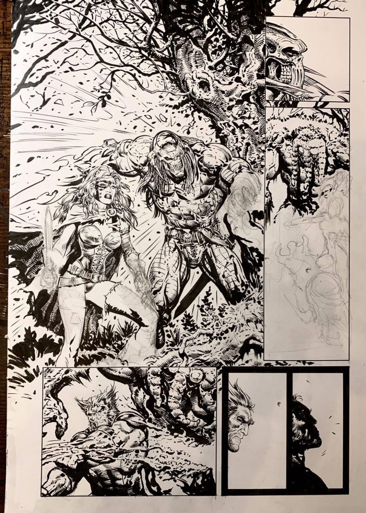 Inks for the first page of Liam Sharp's Death's Head II just for fun project