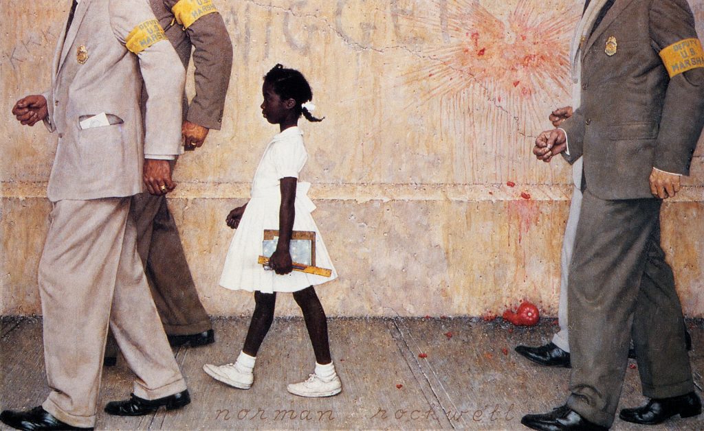 Norman Rockwell's "The Problem We All Live With," depicting Ruby Bridges, the first Black child to attend an all white elementary school in the South. 