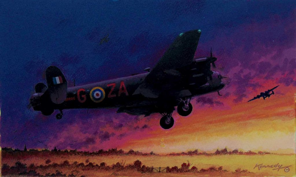 The last flight of the Handley Page Halifax, art by Ian Kennedy 