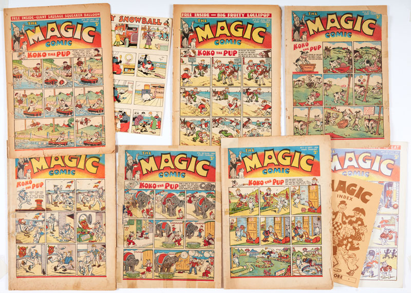 Magic (1939) 2-7, with "Sooty Snowball" back cover printer's proof for No 2, facsimile No 1 and The Magic Index by Ray Moore. These are rare but low grade issues