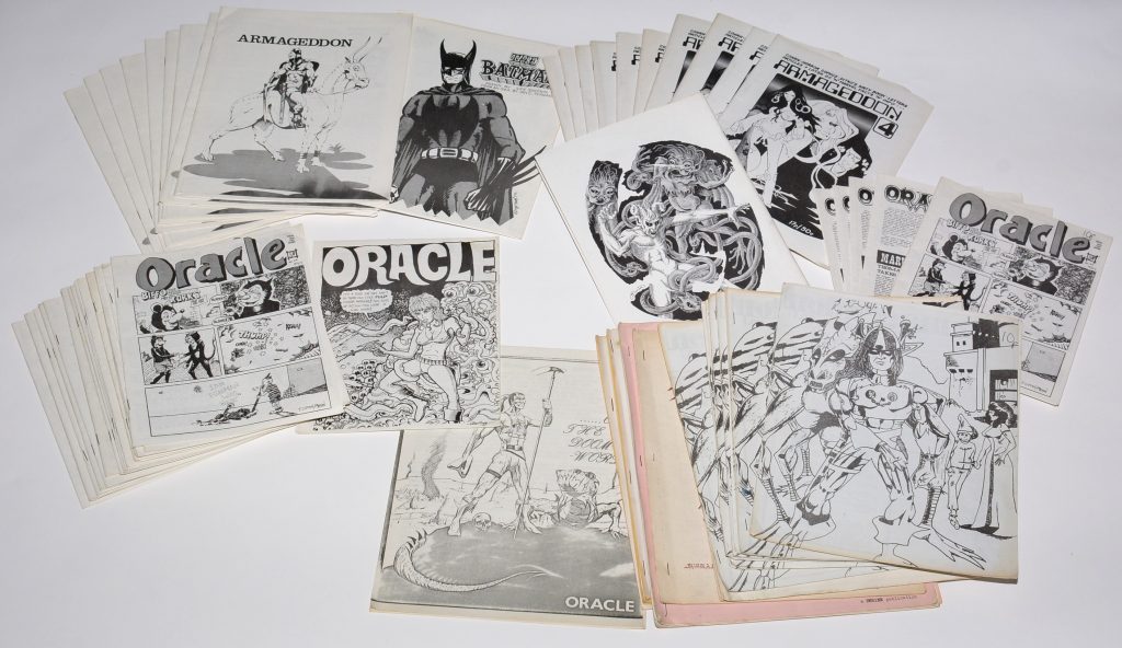 A number of British comic zines from the Ian Penman Collection - Oracle, No's. 1, 10, 12, 13, 19, 21, 27, 28 and 29; and Armageddon, No's. 2, 4