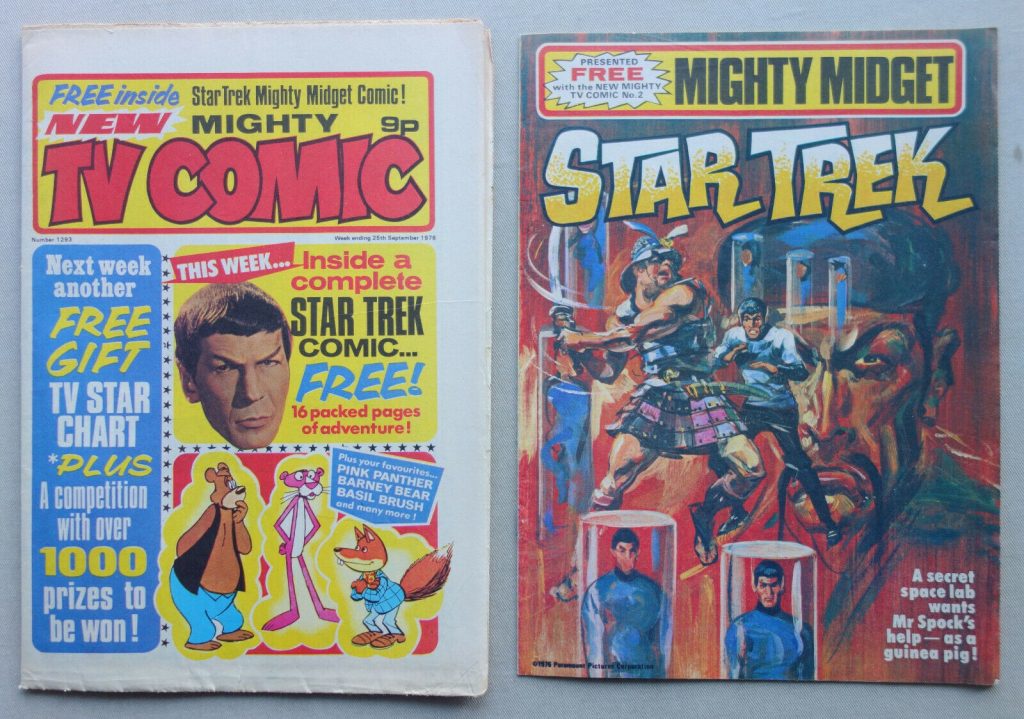 TV Comic No. 1293, cover dated 25th September 1976, with free Star Trek "Mighty Midget" comic gift