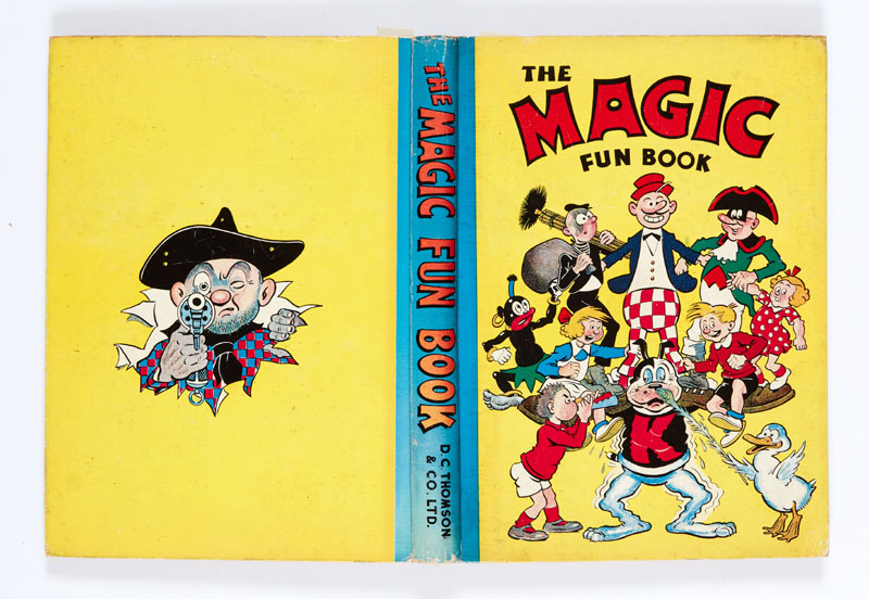 The Magic Fun Book 1942 - Koko supports the Magic Characters on the cover. Includes Peter Piper and Gulliver full page illustrations by Dudley Watkins with "The Tickler Twins in Wonderland", "Sooty Snowball" and "Dick Turpentine the Hopeless Highway-Man"