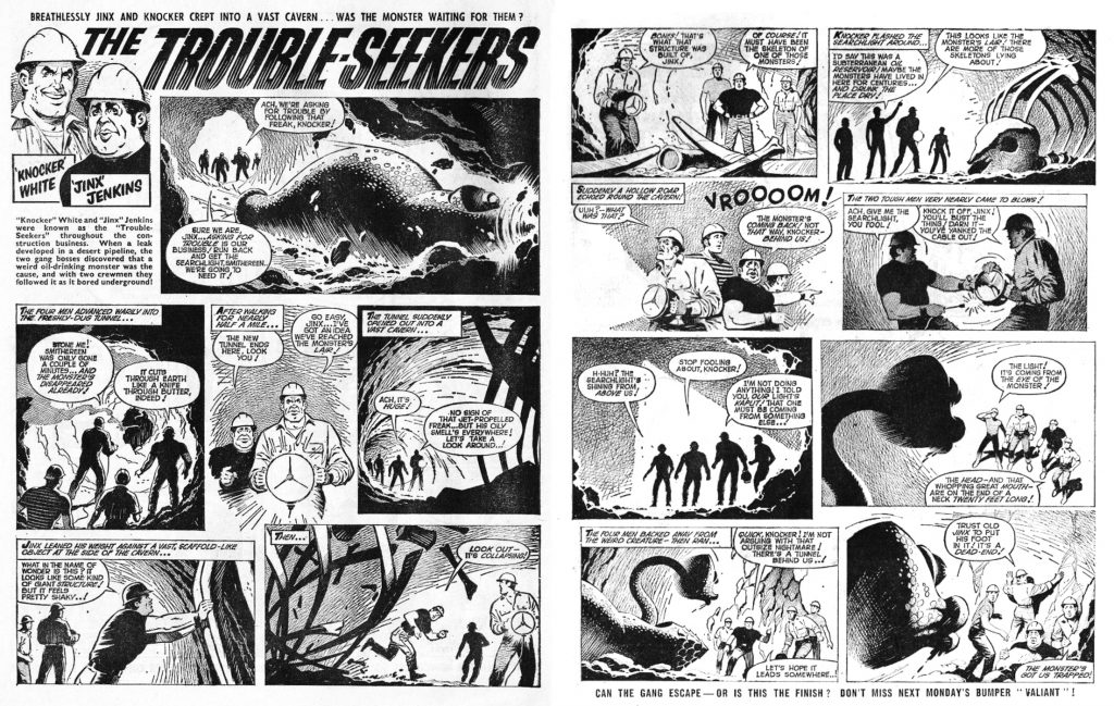 An early episode of "The Trouble Seekers" from Valiant, cover dated 6th/13th June 1970. Art by Ian Kennedy