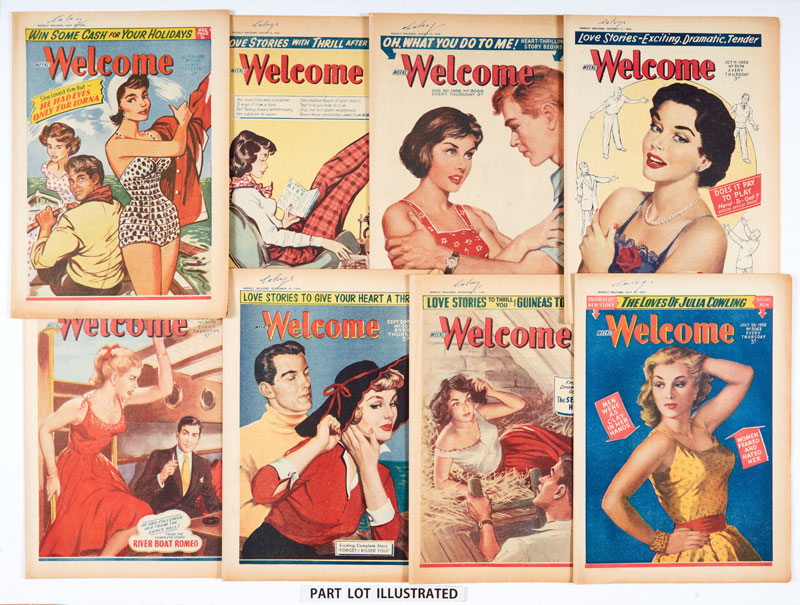 Welcome Weekly (1958 D.C. Thomson) 3034-3046, 3060-3085 -- offering "Thrilling Romantic Stories to Make You Feel Young and Happy"