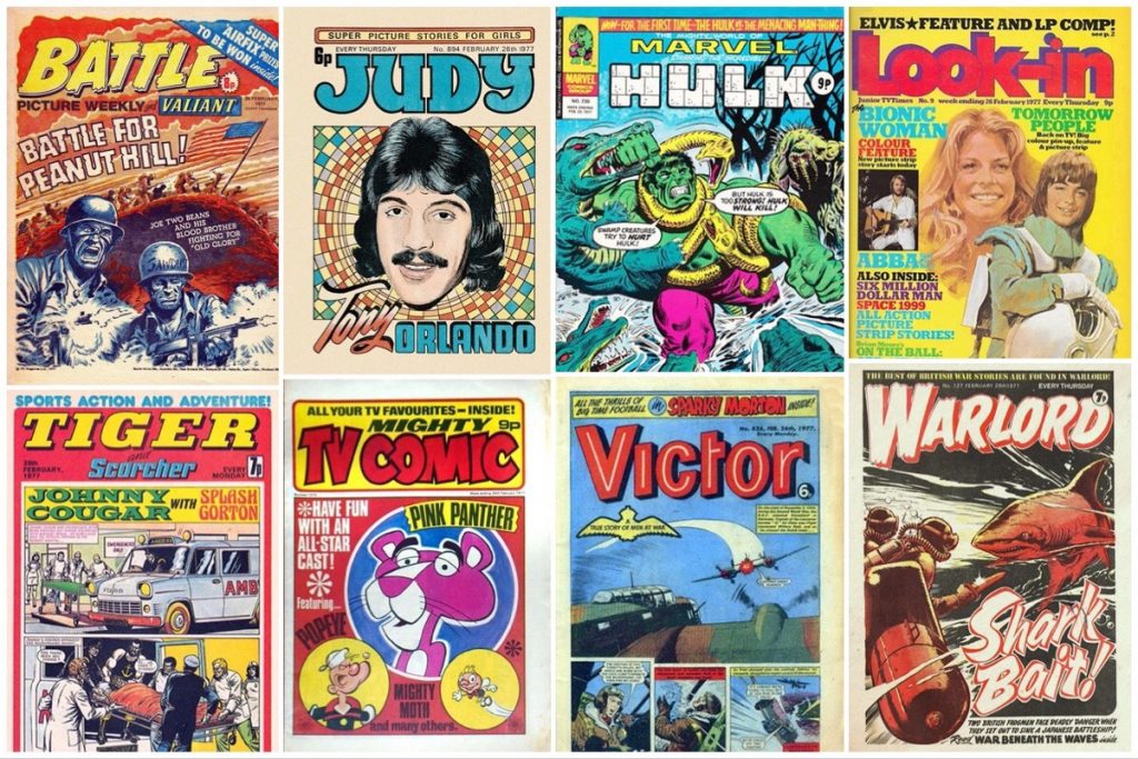Just some of the now long-gone weekly comics vying for readers pocket money alongside 2000AD back in February 1977 | Via Michael “Rusty Staples”  Carroll