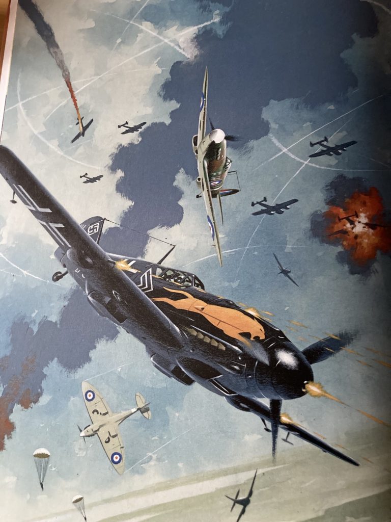 World War Two dogfight art by Ian Kennedy, shared by comics writer Rob Williams on Twitter 