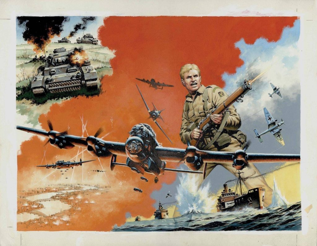 Wraparound cover for the 1989 Commando annual by Ian Kennedy 