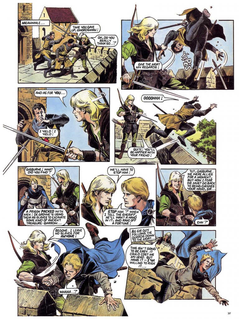 “Robin of Sherwood”, from Look-In, art by Mike Noble, featuring Jason Connery as Robin