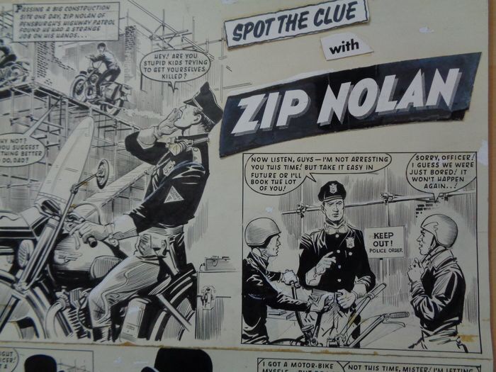 Spot the Clue with Zip Nolan, written by Jerry Siegel, art by Reg Bunn (Lion, 1963)
