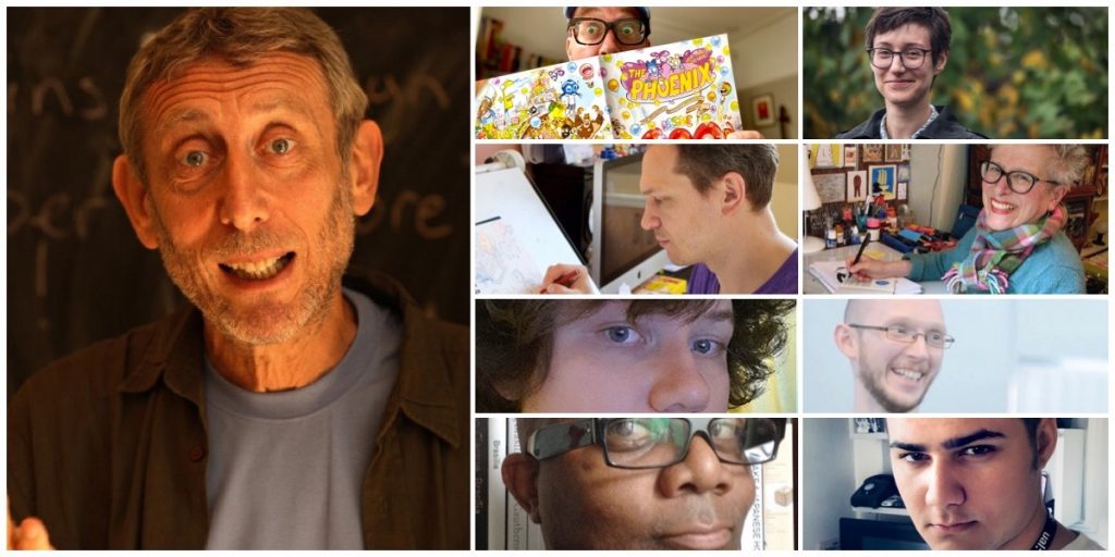 Speakers at Graphic Brighton 2022, discussing comics for younger audiences, including Michael Rosen, Hannah Berry, Woodrow Phoenix and more