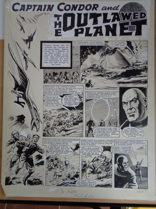 Splash page from the story "Captain Condor and the Outlawed Planet" for Lion, published in 1963. Art by Ronald “Reg” Forbes