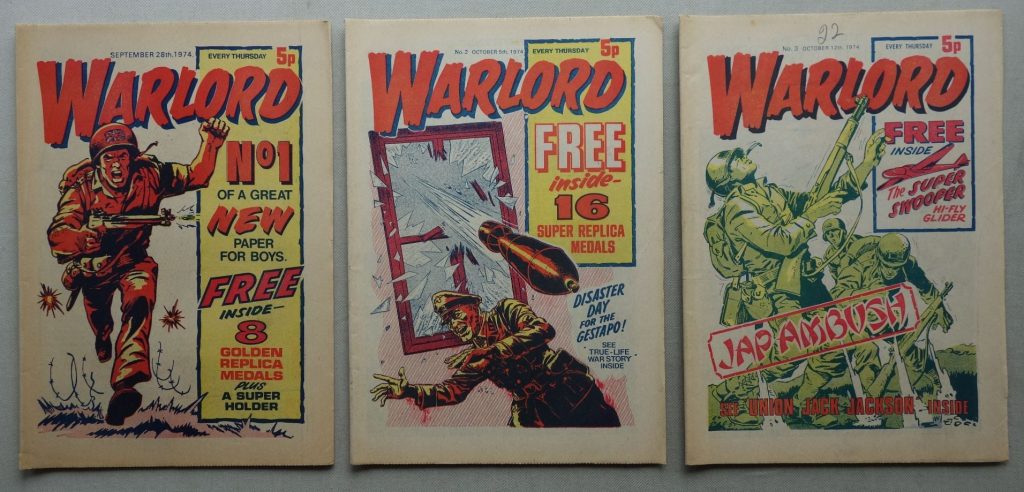 Warlord Nos 1, 2, and 3, published by DC Thomson in 1974