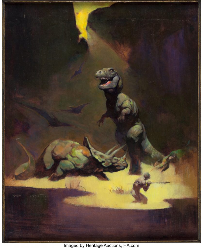 frank frazetta orn cover painting tyrannosaurus rex original art_heritage_auctions