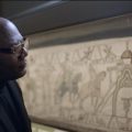 Woodrow Phoenix with the The Bayeux Tapestry, in Art That Made Us. Image: BBC