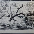 Robot Archie is at the mercy of “idiot human” drivers in a page drawn by Ernest Kearon from the adventure “Robot Archie in The Crystal Leopard”, published in 1967