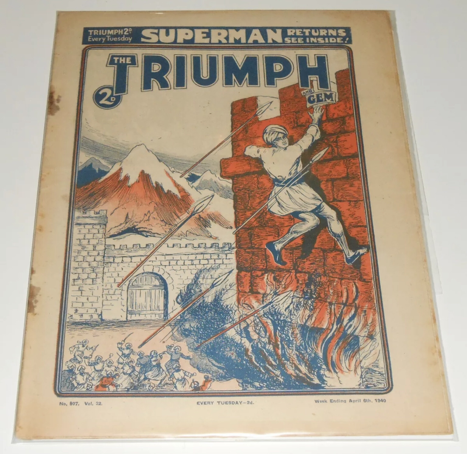 Triumph and The Gem No. 807, cover dated 6th April 1940