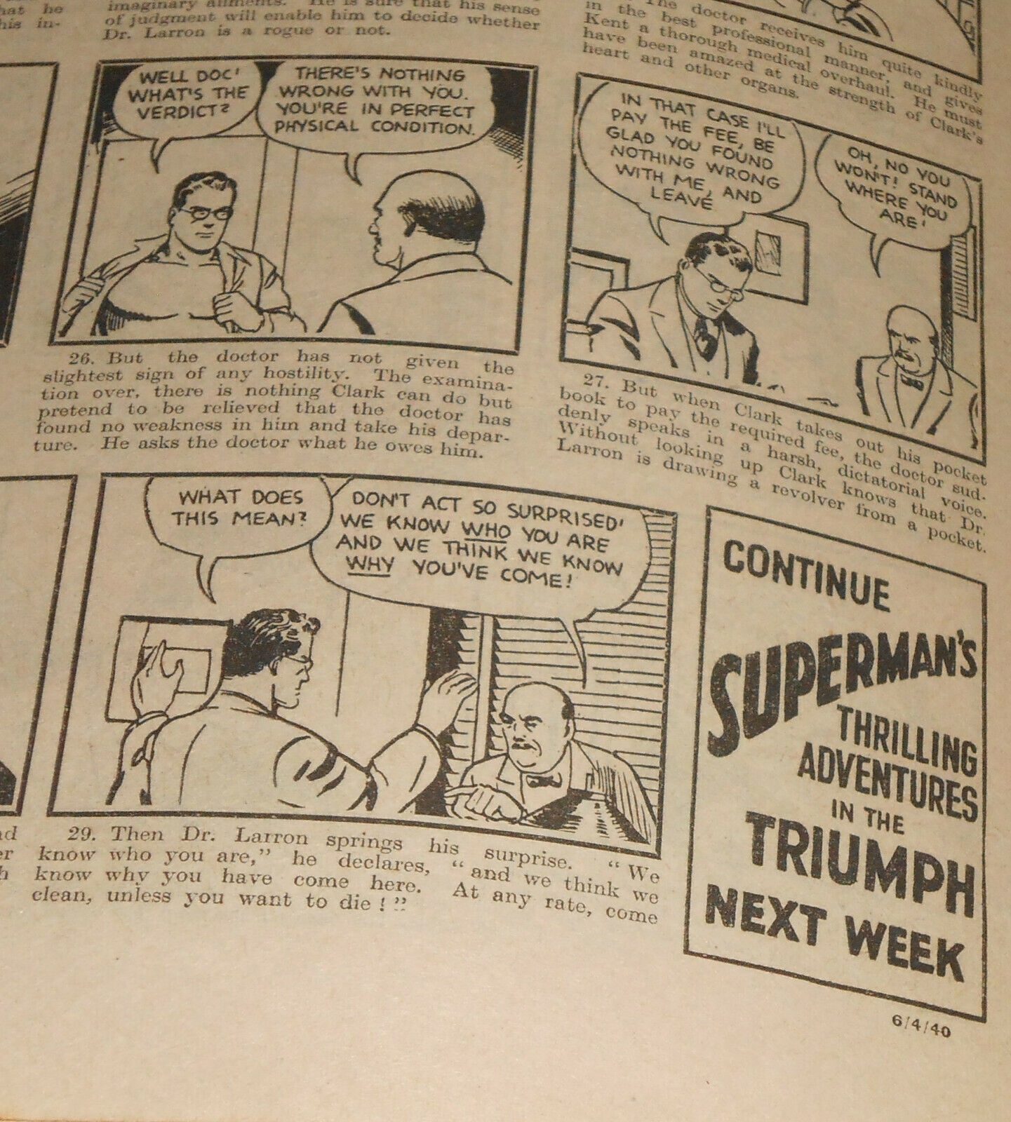 Superman in Triumph and The Gem No. 807, cover dated 6th April 1940