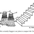 Daleks and Stairs cartoon by Peter Birkett
