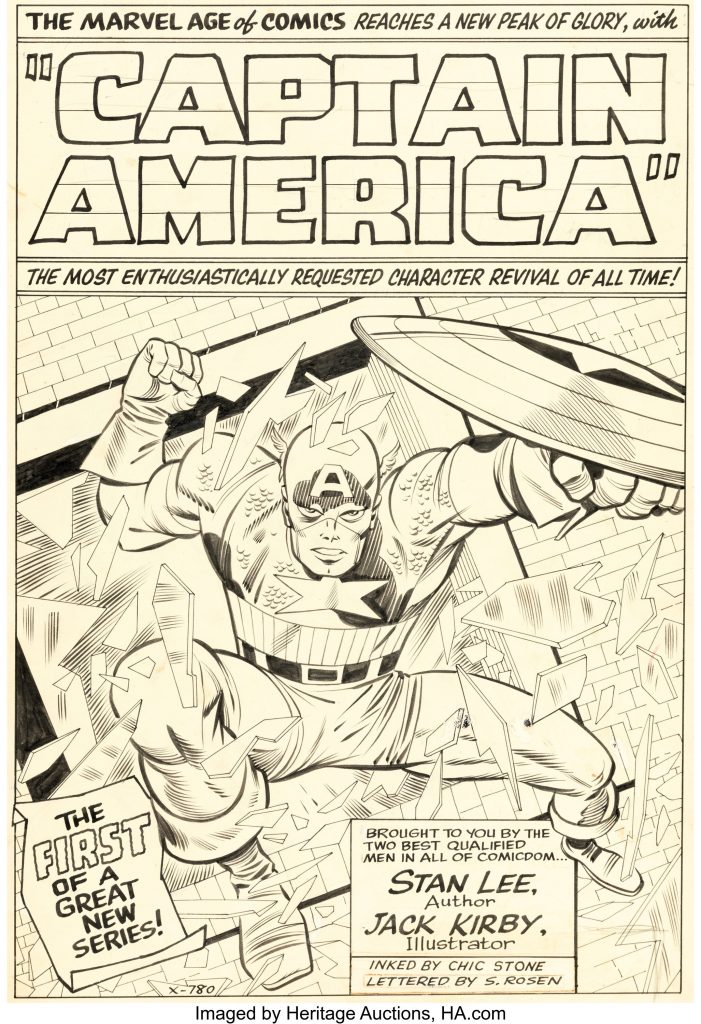 jack kirby and chic stone tales of suspense #59 captain america splash page 1 original art_heritage_auctions